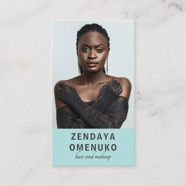 Modern Minimalist Hair Makeup Artist Photo Square  Business Card (Front)