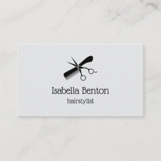Modern Minimalist Hair Stylist Scissor Comb Salon Business Card