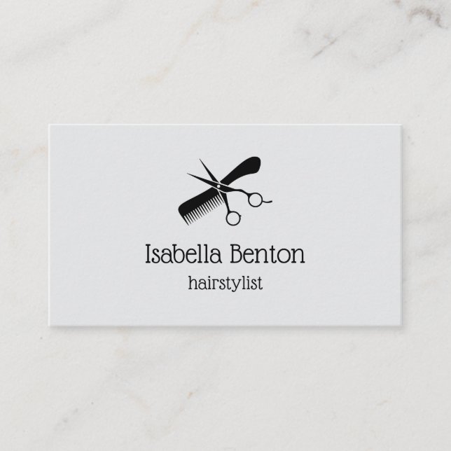 Modern Minimalist Hair Stylist Scissor Comb Salon Business Card (Front)