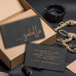 Modern Minimalist Hair Stylist Script Name Black Business Card