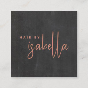 Modern Minimalist Hair Stylist Script Name Square Business Card