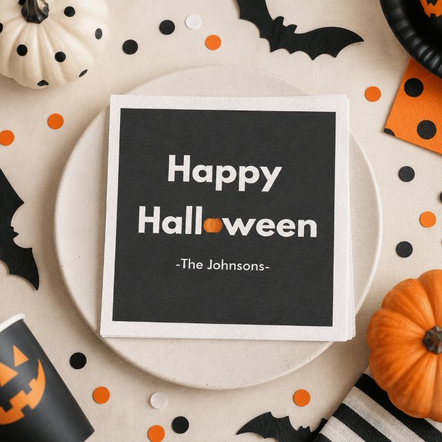 Modern Minimalist Halloween – Personalised Napkin (Creator Uploaded)