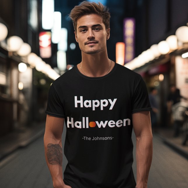 Modern Minimalist Halloween – Personalised Pumpkin T-Shirt (Creator Uploaded)