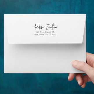 Modern Minimalist Hand-Lettered Script Wedding Envelope