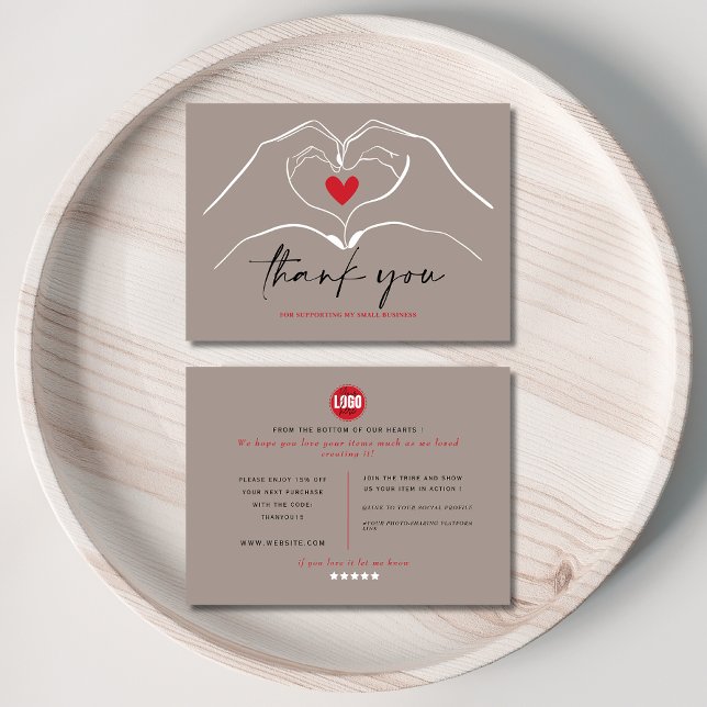 Modern minimalist hands heart order business card (Creator Uploaded)