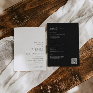 Modern Minimalist Handwriting All in One Wedding Invitation