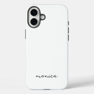 Modern Minimalist Handwriting Script White iPhone 16 Plus Case