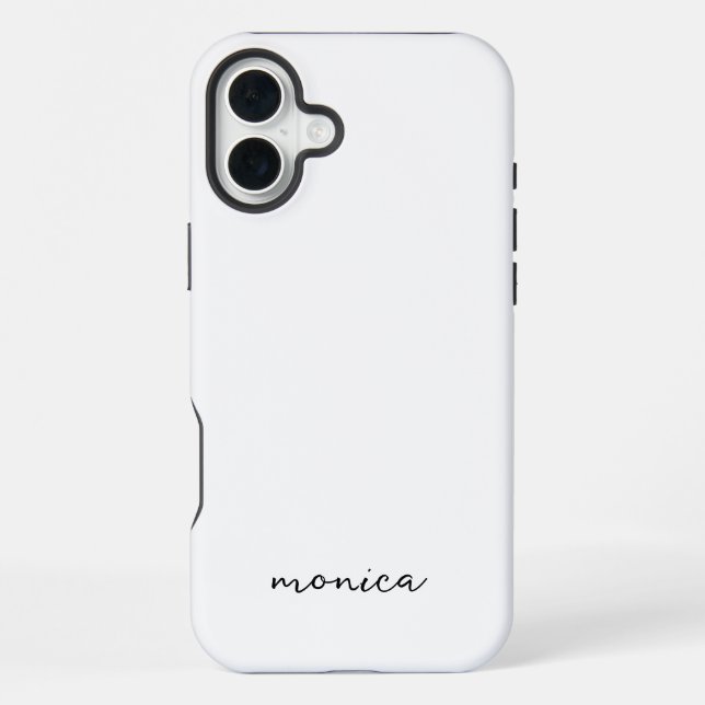 Modern Minimalist Handwriting Script White iPhone Case (Back)
