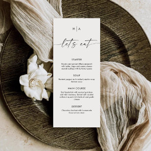 Modern Minimalist Handwriting Wedding Dinner  Menu