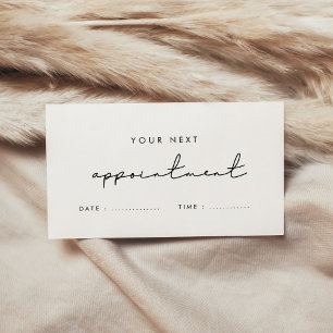 Modern minimalist handwritten business appointment card