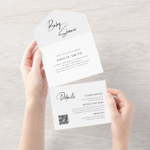 Modern Minimalist Handwritten Envelope All In One Invitation