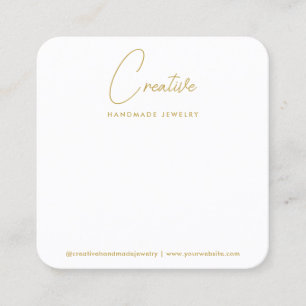 Modern Minimalist Handwritten Gold Cursive Display Square Business Card