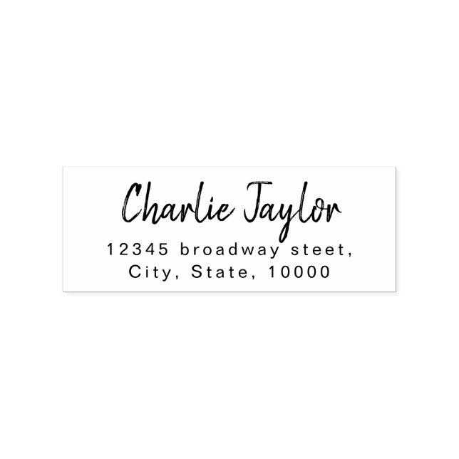 Modern minimalist handwritten script address rubber stamp (Imprint)
