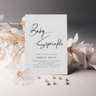 Modern Minimalist Handwritten Script Baby Shower Invitation