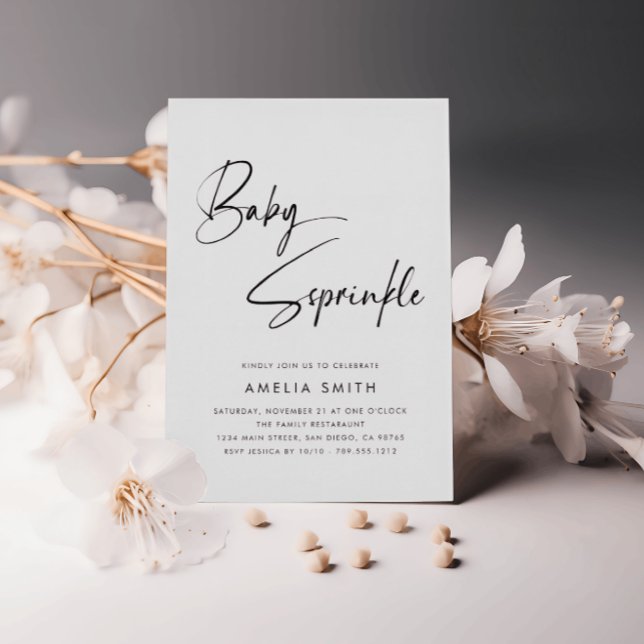 Modern Minimalist Handwritten Script Baby Shower Invitation (Creator Uploaded)