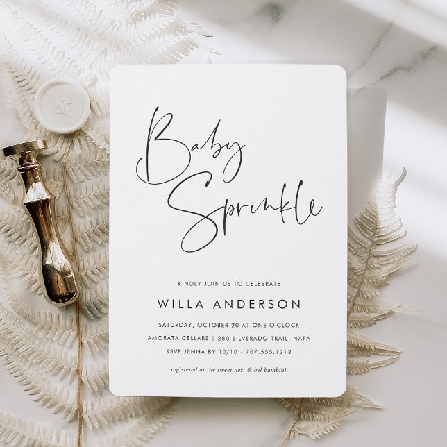 Modern Minimalist Handwritten Script Baby Sprinkle Invitation (Creator Uploaded)