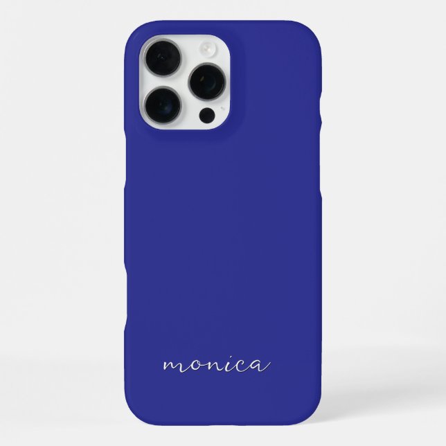Modern Minimalist Handwritten Script Deep Blue iPhone Case (Back)