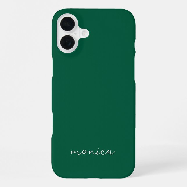 Modern Minimalist Handwritten Script Hunter Green iPhone Case (Back)