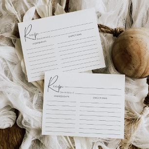 Modern Minimalist Handwritten Script Recipe Card