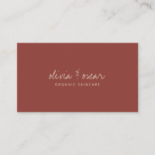 Modern Minimalist Handwritten Script Rust Brown Business Card