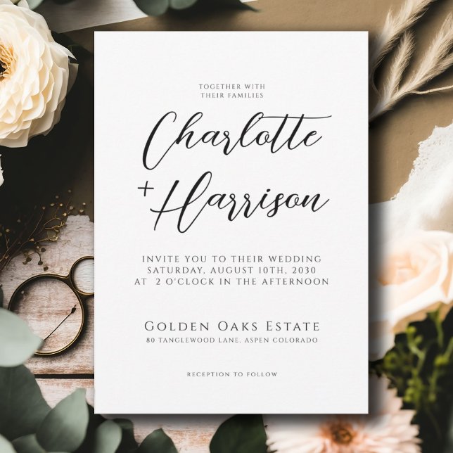 Modern Minimalist Handwritten Script Wedding Invitation (Creator Uploaded)