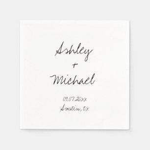 Modern Minimalist Handwritten Script Wedding Napkin