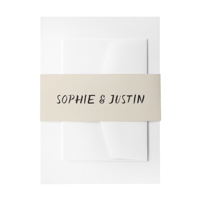 Modern Minimalist Handwritten Wedding Invitation Belly Band (Front Example)