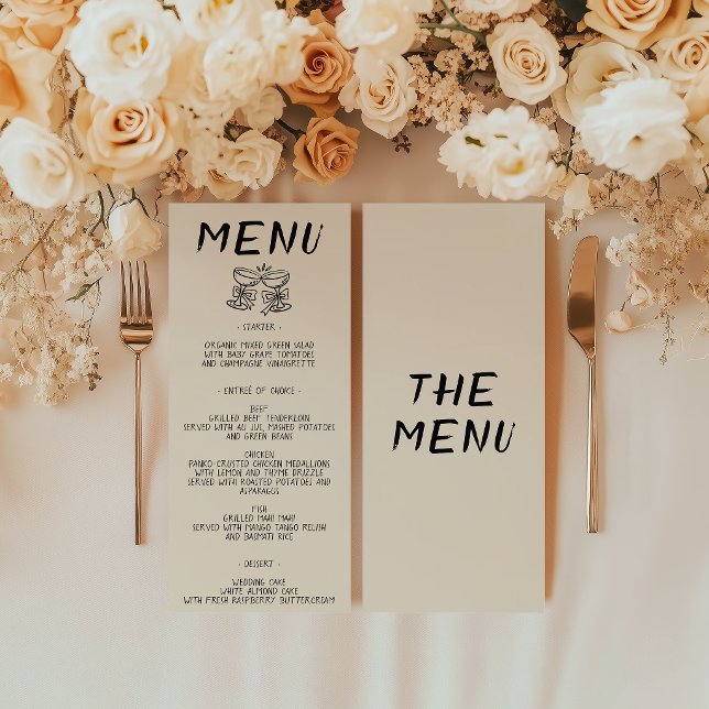 Modern Minimalist Handwritten Wedding    Menu (Creator Uploaded)