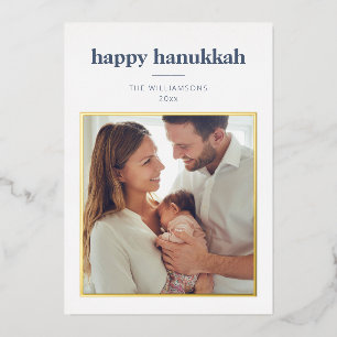 Modern Minimalist Hanukkah Photo Letter Gold