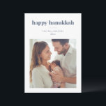 Modern Minimalist Hanukkah Photo Letter Message Holiday Card<br><div class="desc">This Hanukkah card features a clean, modern layout with a full photo on the front and space for a longer message on the back. The soft navy lettering and simple white borders create a calm, elegant feel that highlights the family photo. Its minimal style works beautifully for sharing updates, sending...</div>