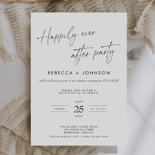 Modern Minimalist Happily Ever After Party Wedding Invitation