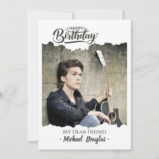 Modern Minimalist Happy Birthday Photo card