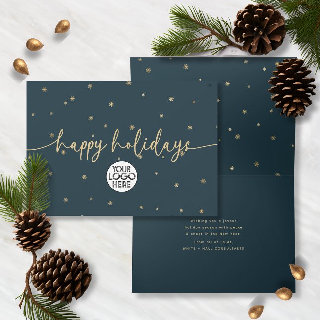 Modern Minimalist Happy Holidays Business Logo  Card (Creator Uploaded)