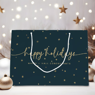 Modern Minimalist Happy Holidays Business Name   Large Gift Bag