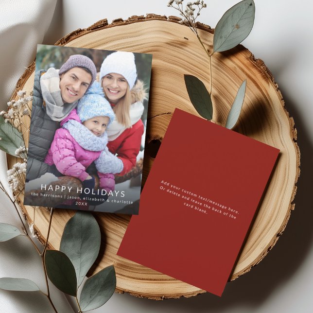 Modern Minimalist Happy Holidays Family Photo Card (Creator Uploaded)