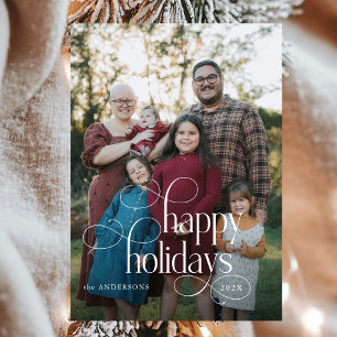 Modern Minimalist Happy Holidays Family Photo Holiday Card