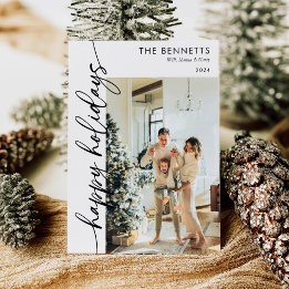 Modern Minimalist Happy Holidays Photo Collage  Holiday Card