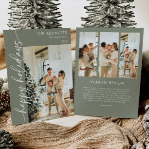 Modern Minimalist Happy Holidays  Photo Collage  Holiday Card