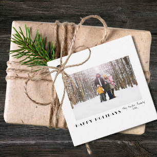 Modern Minimalist Happy Holidays Photo gift Favour Tags