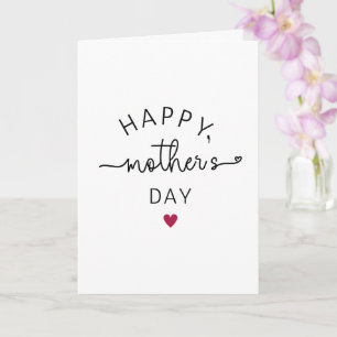 Modern Minimalist Happy Mother's Day Script Heart Card