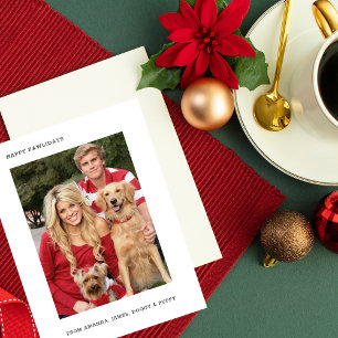 Modern Minimalist Happy Pawlidays Christmas Photo  Holiday Card