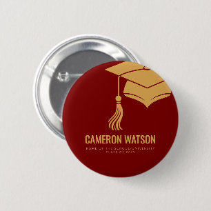 Modern Minimalist Hat and Tassel Graduation 6 Cm Round Badge