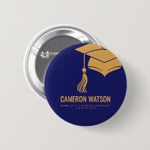 Modern Minimalist Hat and Tassel Graduation 6 Cm Round Badge