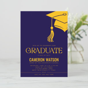 Modern Minimalist Hat and Tassel Graduation Party Invitation