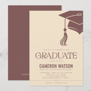 Modern Minimalist Hat and Tassel Graduation Party Invitation