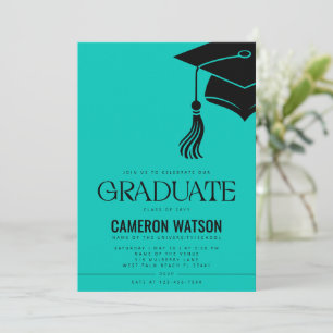 Modern Minimalist Hat and Tassel Graduation Party Invitation
