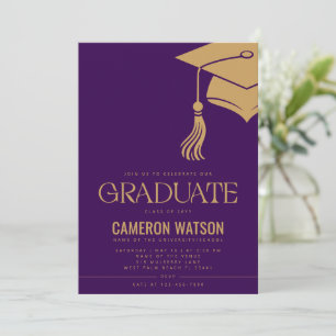 Modern Minimalist Hat and Tassel Graduation Party Invitation