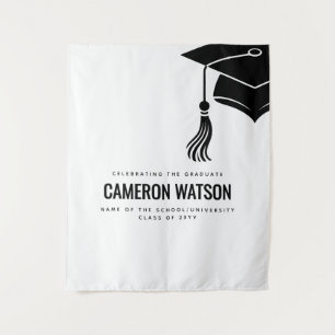 Modern Minimalist Hat and Tassel Graduation Tapestry