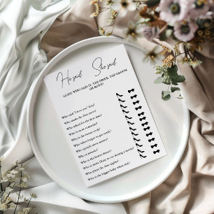 Modern Minimalist He Said She said Game card