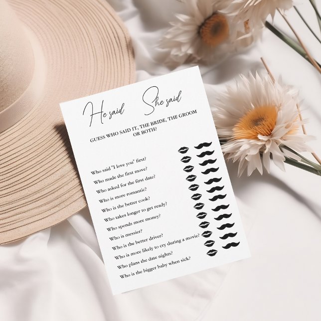 Modern Minimalist He Said She said Game card (Creator Uploaded)